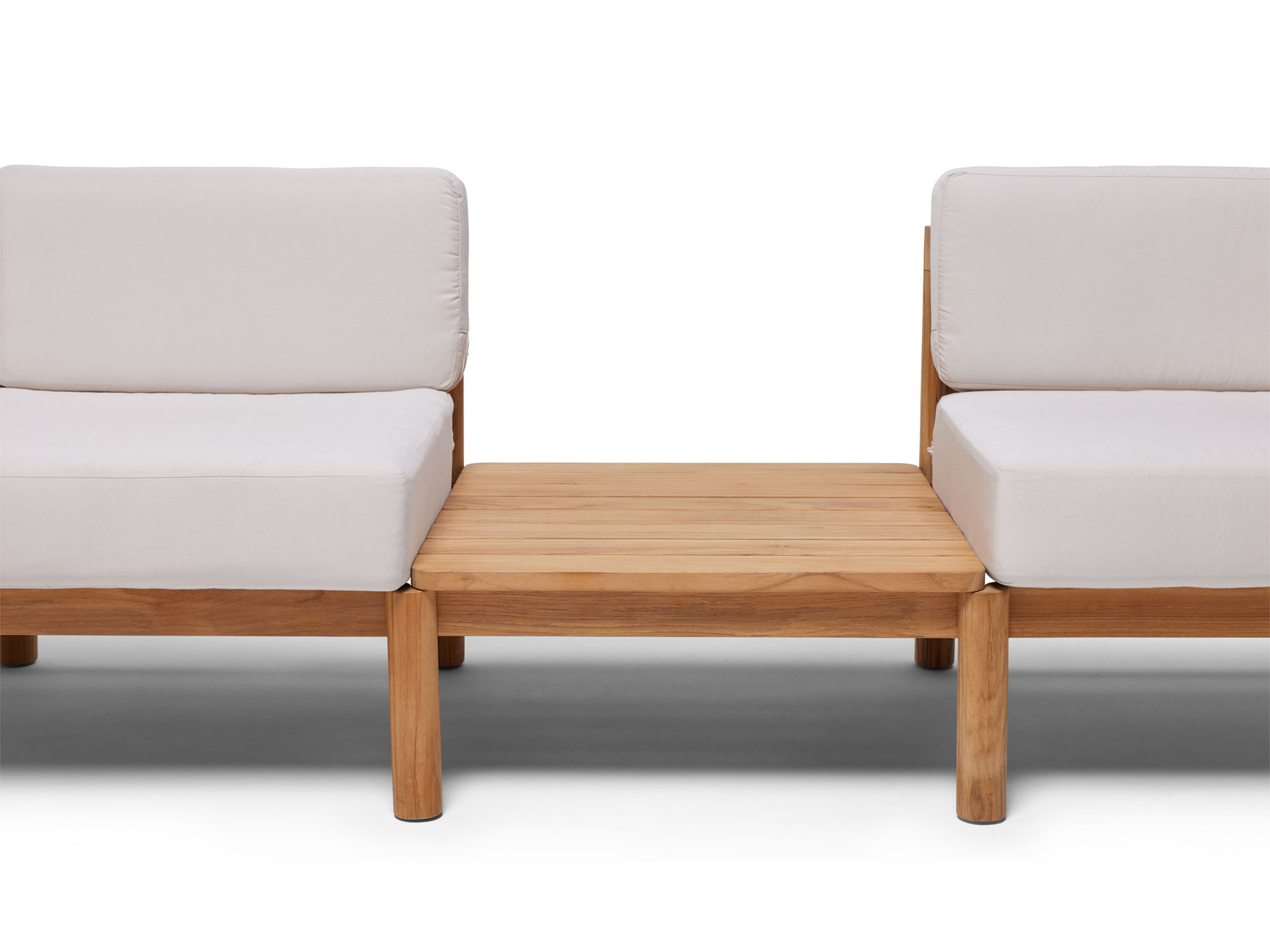 Front view of wooden outdoor side table